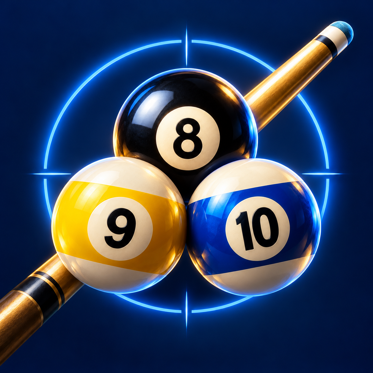 Finding the Zone: Pool Academy artwork featuring the 8, 9 and 10 balls